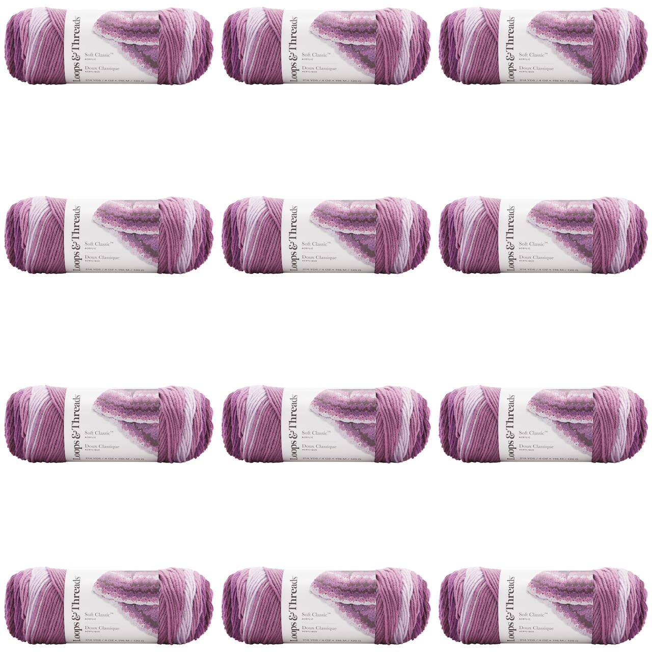 12 Pack: Soft Classic™ Ombre Yarn by Loops & Threads®